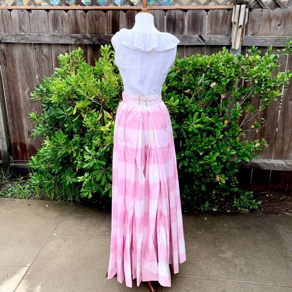 Vintage 1960 Pink Gingham Full Gown Maxi Skirt - Picture 8 of 12